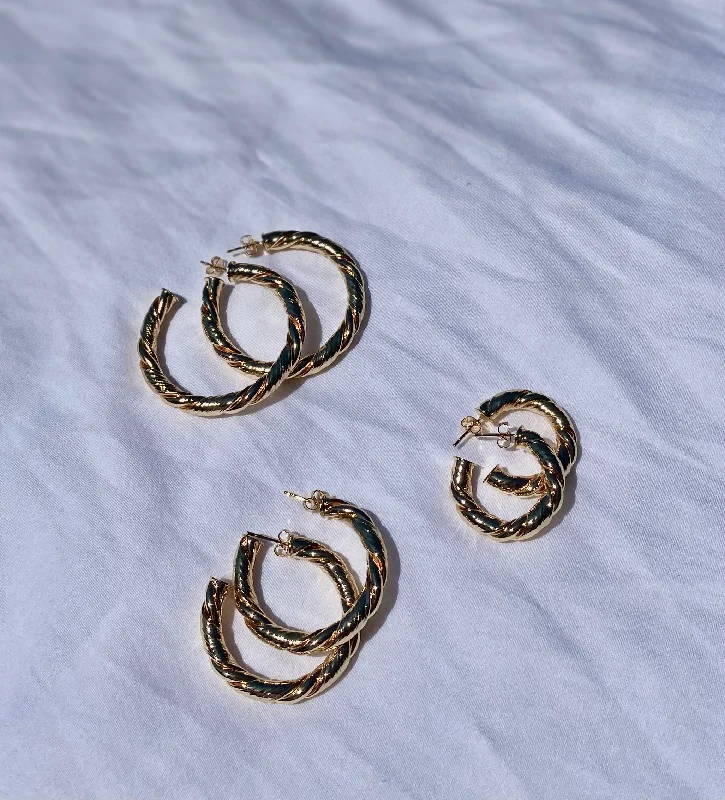 Bear wing earrings-MAGNOLIA TWIST HOOP EARRINGS