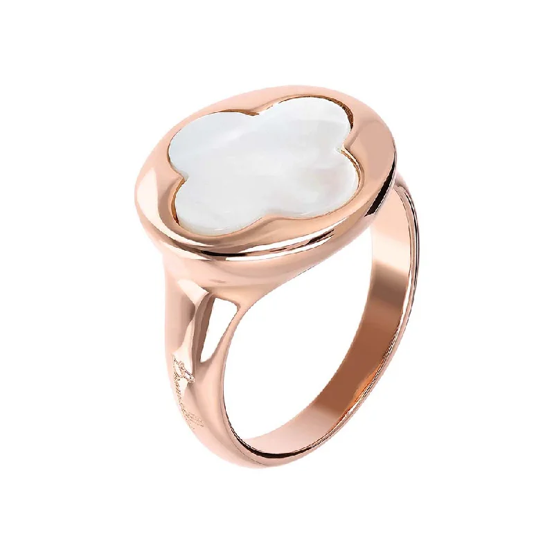 Cool wood rings-Bronzallure Alba Rose Gold Plated Sterling Silver White Mother Of Pearl Ring