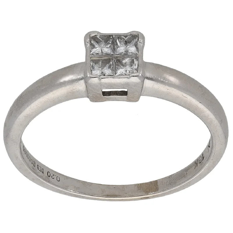 Wide geometric rings-18ct White Gold 0.20ct Diamond Dress/Cocktail Ring Size L