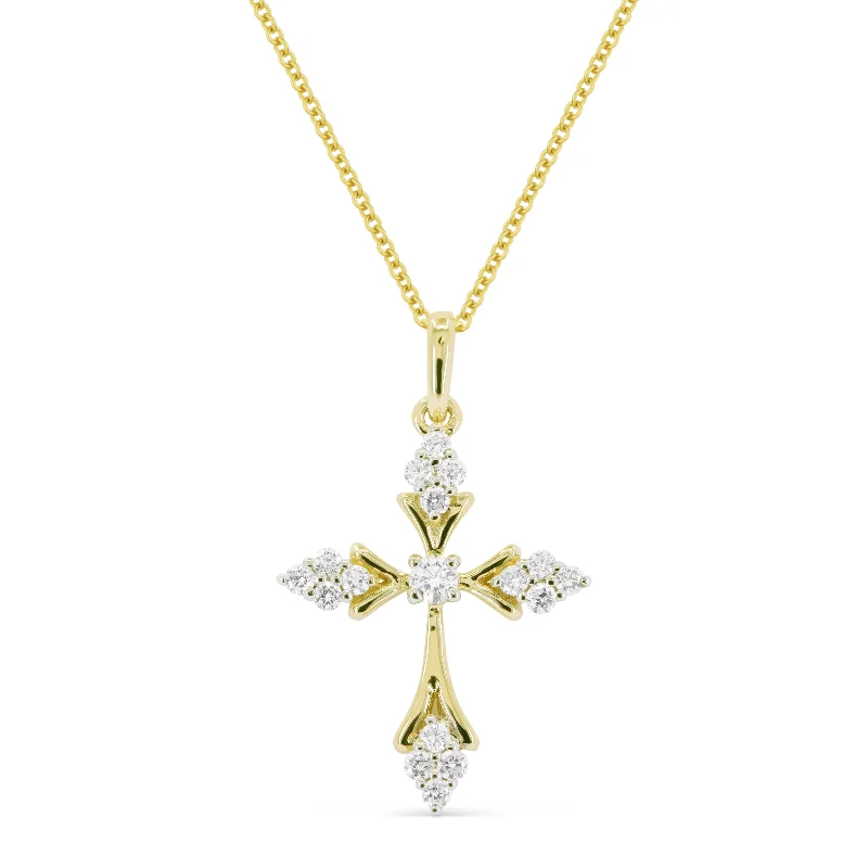 Peace eye necklaces-0.2Ct Diamond 16"pendant Necklace In 14K White And Yellow Gold