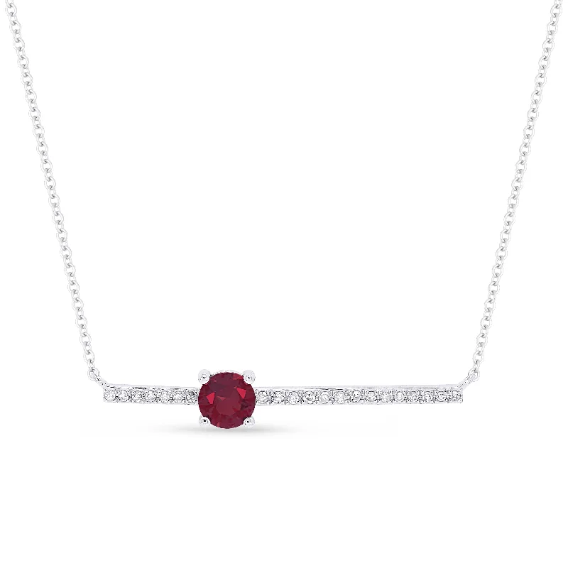 Ten-strand necklaces-0.32Ct Created Ruby 18"necklacein 14K White Gold