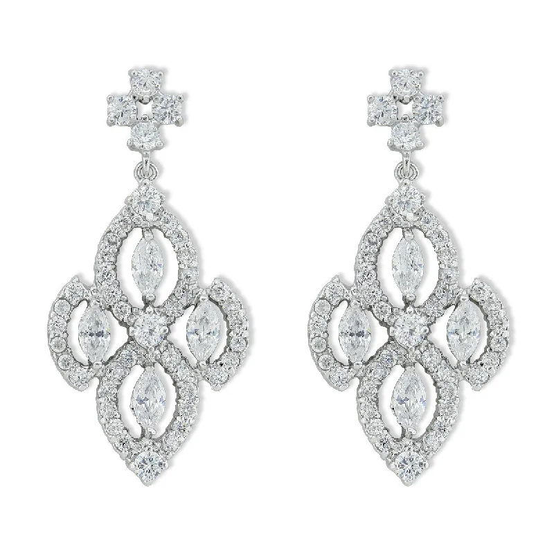 Old clip earrings-Diamond Shaped CZ Earrings