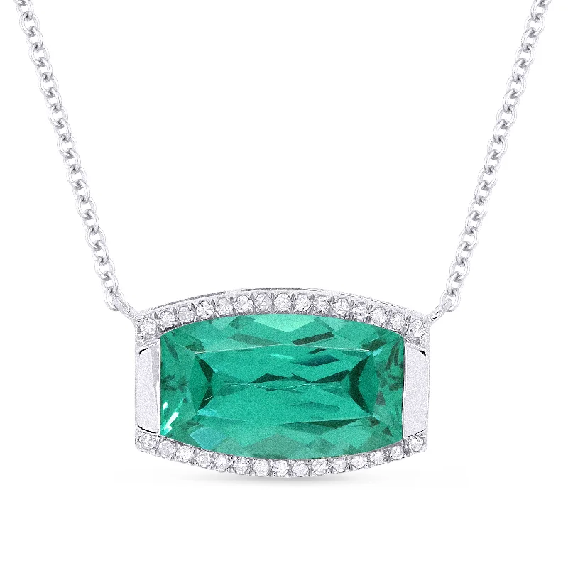 Pure stone necklaces-3.47Ct Tourmaline Paraiba Necklace In 14K White Gold