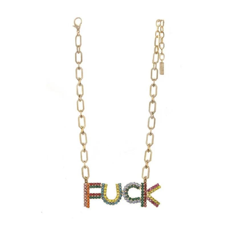 Knotted link necklaces-F*ck Necklace In Gold