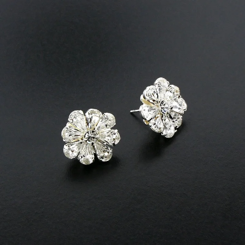 Thin enamel earrings-Stud Earrings with Pear-Cut Crystals