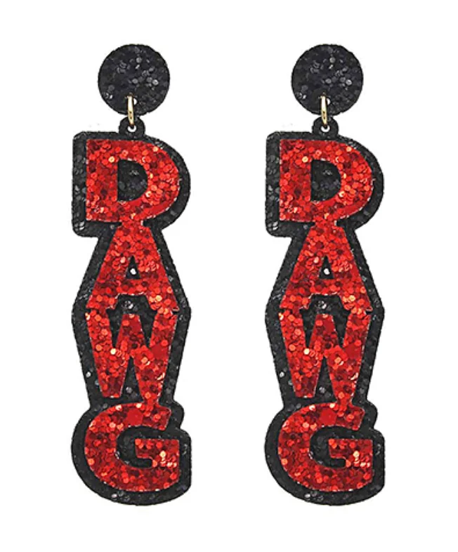 Round dangle earrings-Dawg Glitter Earrings