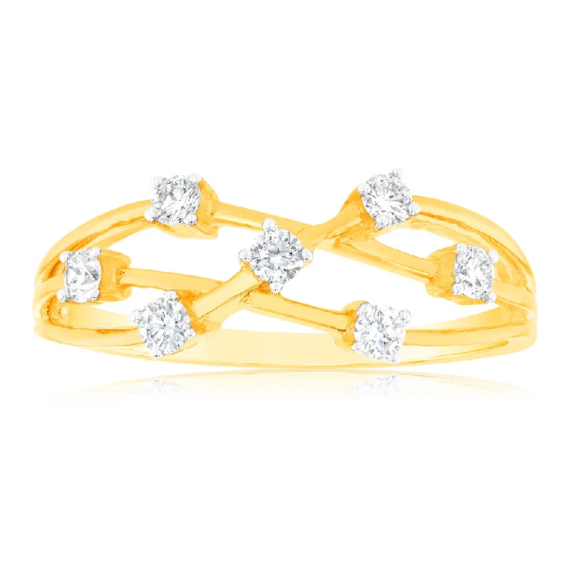 Slim star rings-Luminesce Lab Grown Diamond 1/4 Carat Scatter Ring in 9ct Yellow Gold