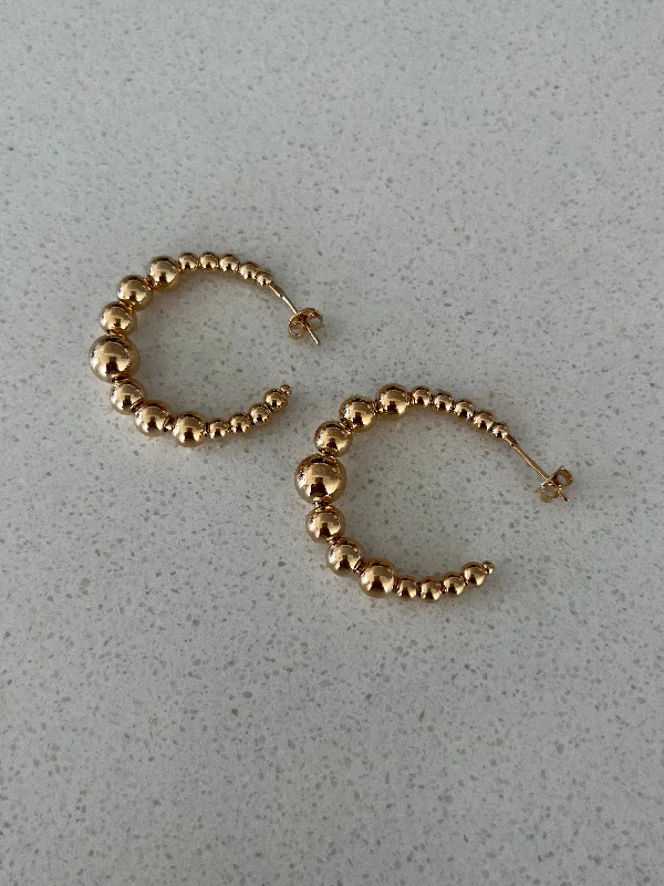 Slim pearl earrings-ZOE Beaded Ball Hoop Earrings