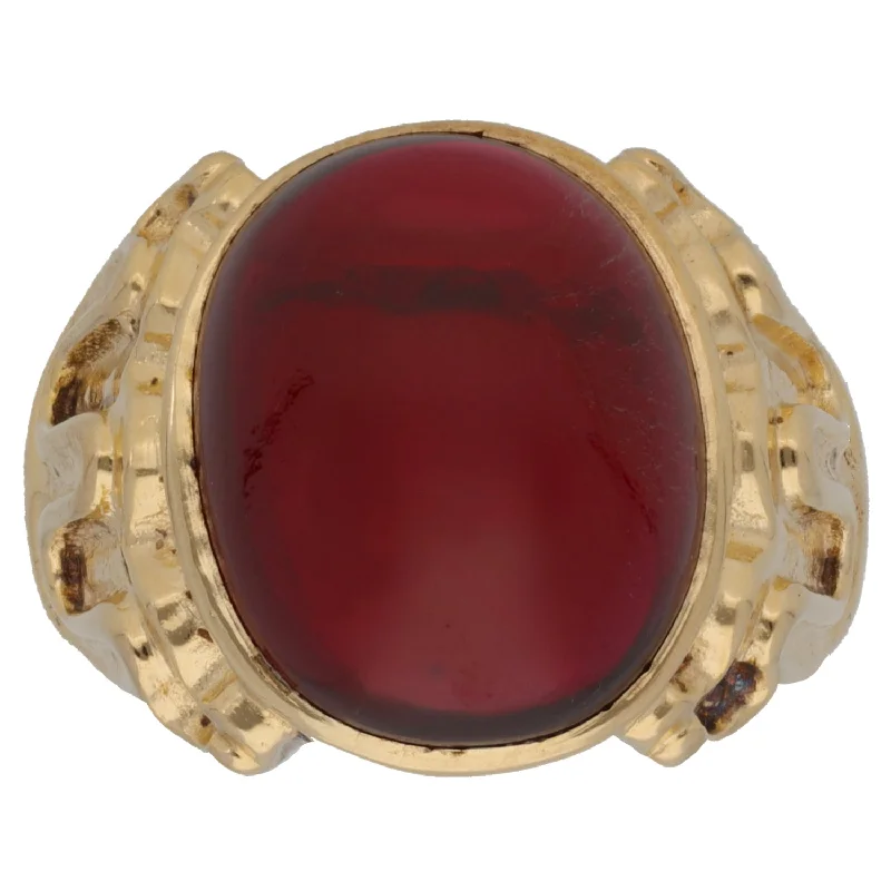 High shine rings-9ct Gold Man Made Ruby Single Stone Ring Size O