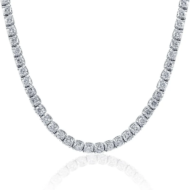 Cool wood necklaces-Huge 33 Ct Natural Diamond Tennis Necklace 14K White Gold 20"