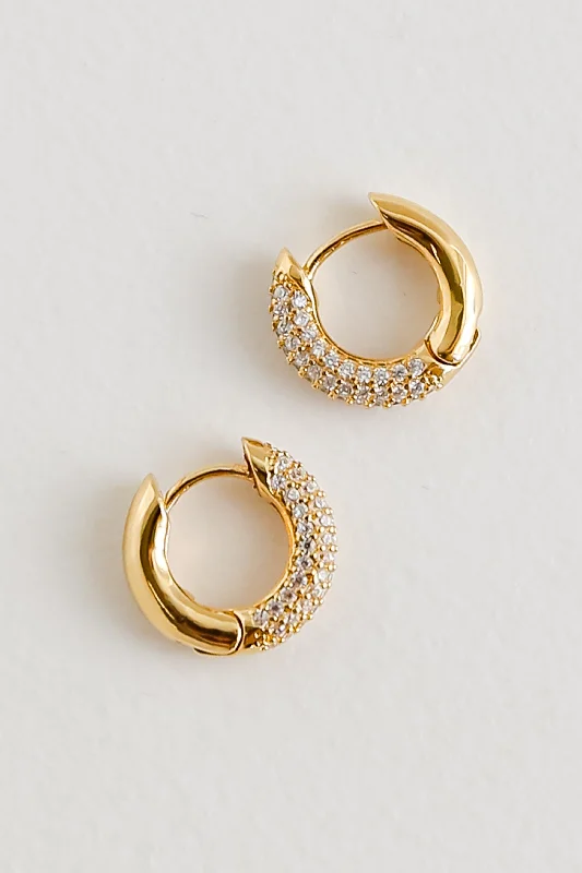 Fine dot earrings-Alicia Gold Rhinestone Mini Hoop Earrings