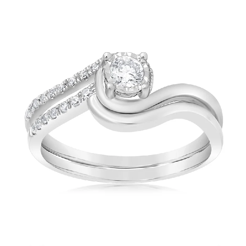 Joy charm rings-Luminesce Lab Grown 1/4 Carat Diamond Bridal Set Ring in 9ct White Gold