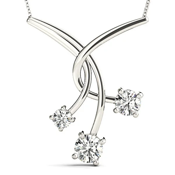 Thin enamel necklaces-1.00 ctw Graduated Diamond Three Stone Necklace Pendant