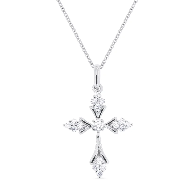 Shiny name necklaces-0.2Ct Diamond 16"pendant Necklace In 14K White Gold