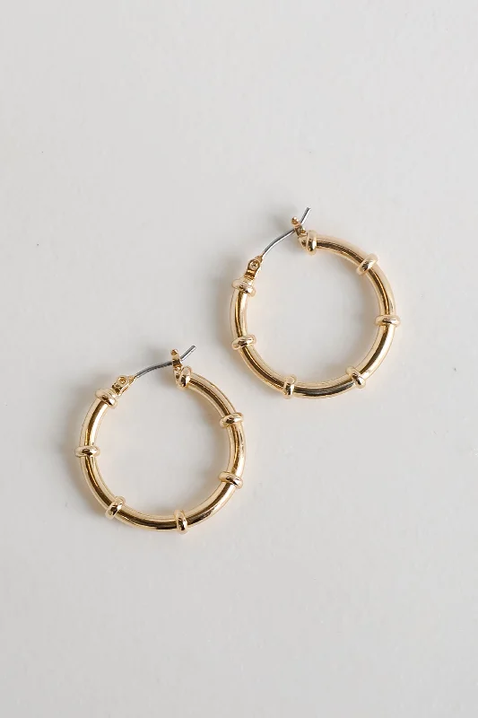 Broad hoop earrings-Lauren Gold Hoop Earrings