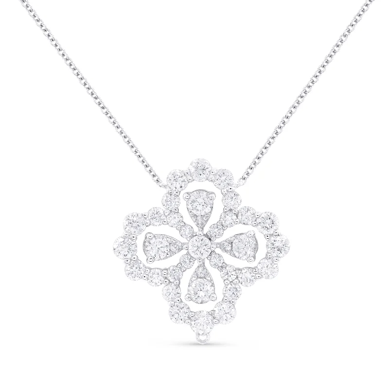 Tight choker necklaces-1.04Ct Diamond 16"pendant Necklace In 14K White Gold