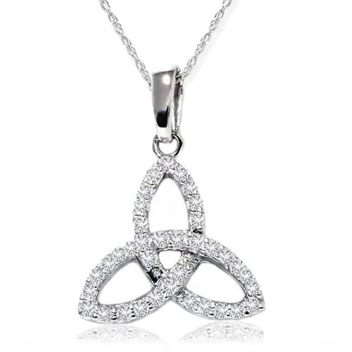 Tight choker necklaces-1/5ct Celtic Knot Diamond Pendant 14K White Gold