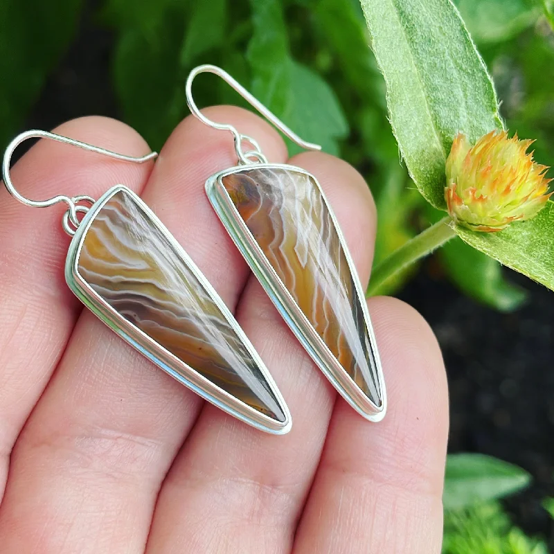 Tide theme earrings-Timor Agate and Sterling Silver Earrings