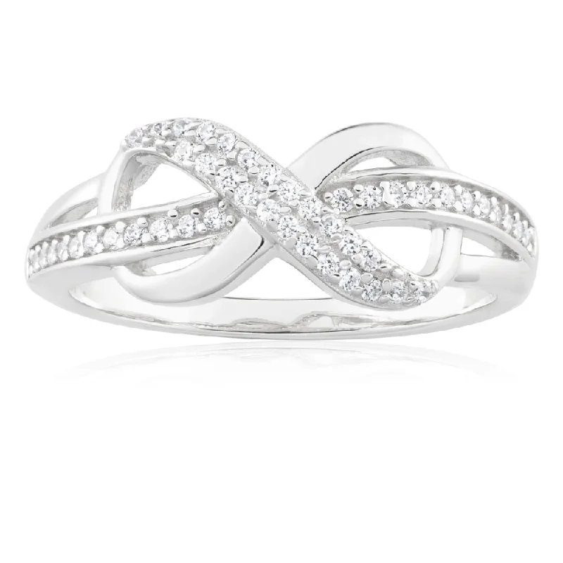 Thin enamel rings-Sterling Silver Fancy Zirconia Infinity Ring