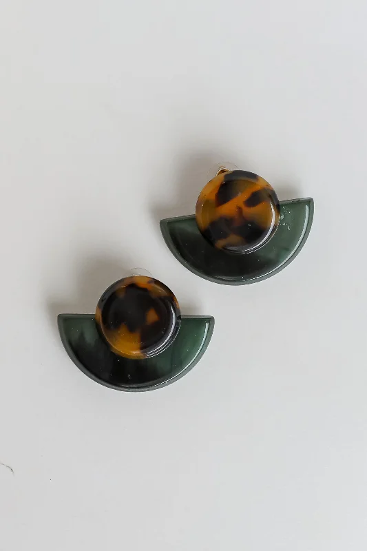 Thin cord earrings-Hadley Olive Acrylic Statement Earrings