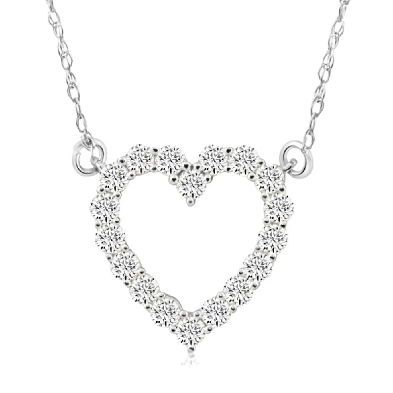 Moon sign necklaces-1/2Ct Heart Diamond Pendant in 10k White or Yellow Gold