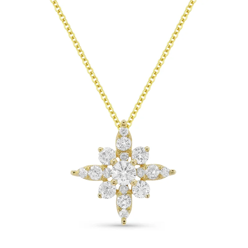 Gatsby necklaces-0.18Ct Diamond 16"pendant Necklace In 14K Yellow Gold