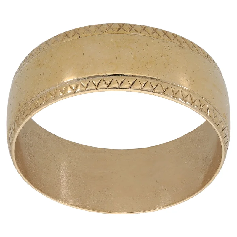 Heavy stone rings-9ct Gold Patterned Wedding Ring Size Y