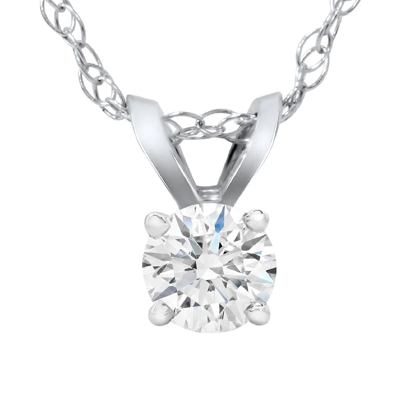 Triple birthstone necklaces-1/4 Carat Solitaire Lab Grown Diamond Pendant 14K White Gold