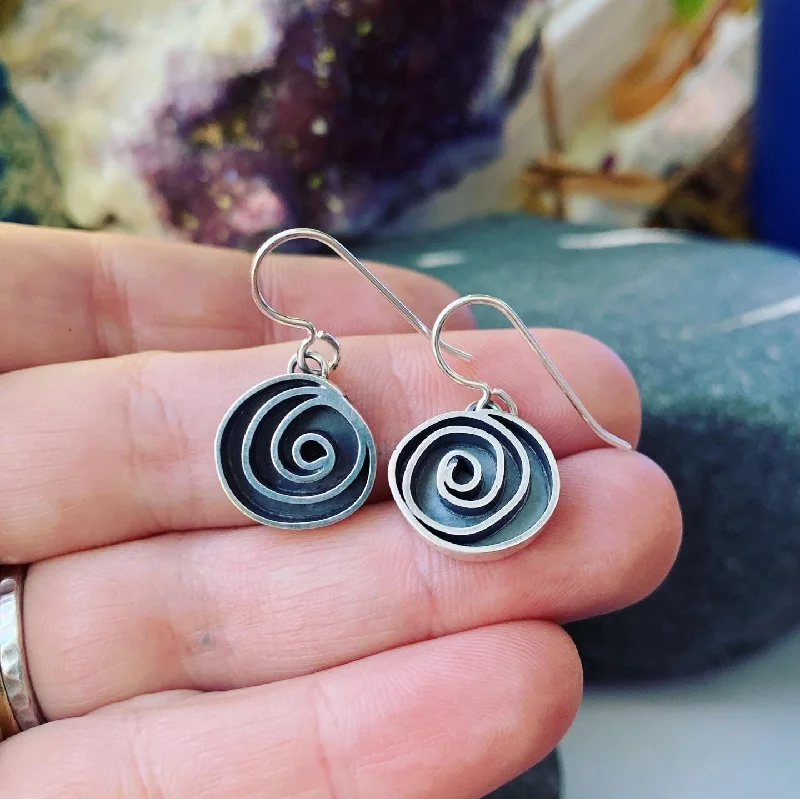 Rope bead earrings-Swirl Rose Sterling Silver Earrings