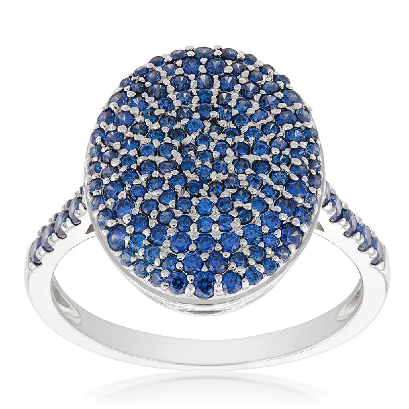 Soft open rings-Sterling Silver Rhodium Plated Tanzanite-Blue Cubic Zirconia Round Ring