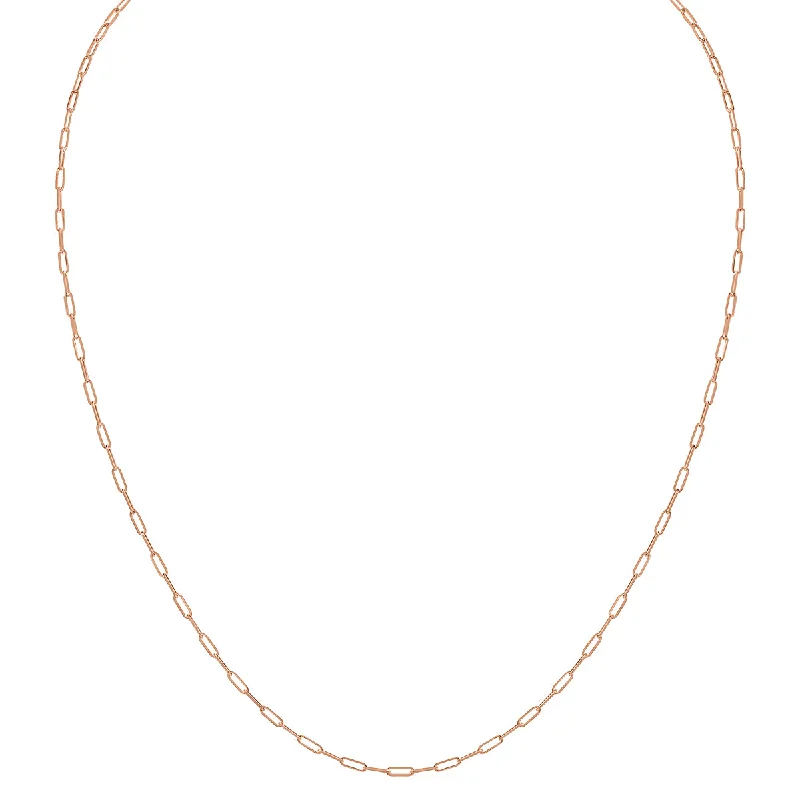 Thin beaded necklaces-14K Pink Gold 1.5Mm Dainty Paperclip Necklace With Lobster Clasp - 16 Inch