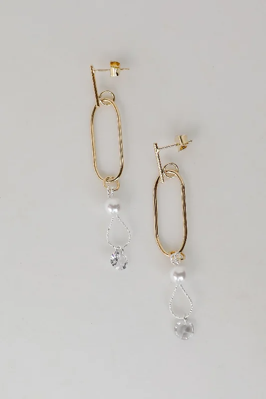 Agate earrings-Michelle White Pearl Drop Earrings