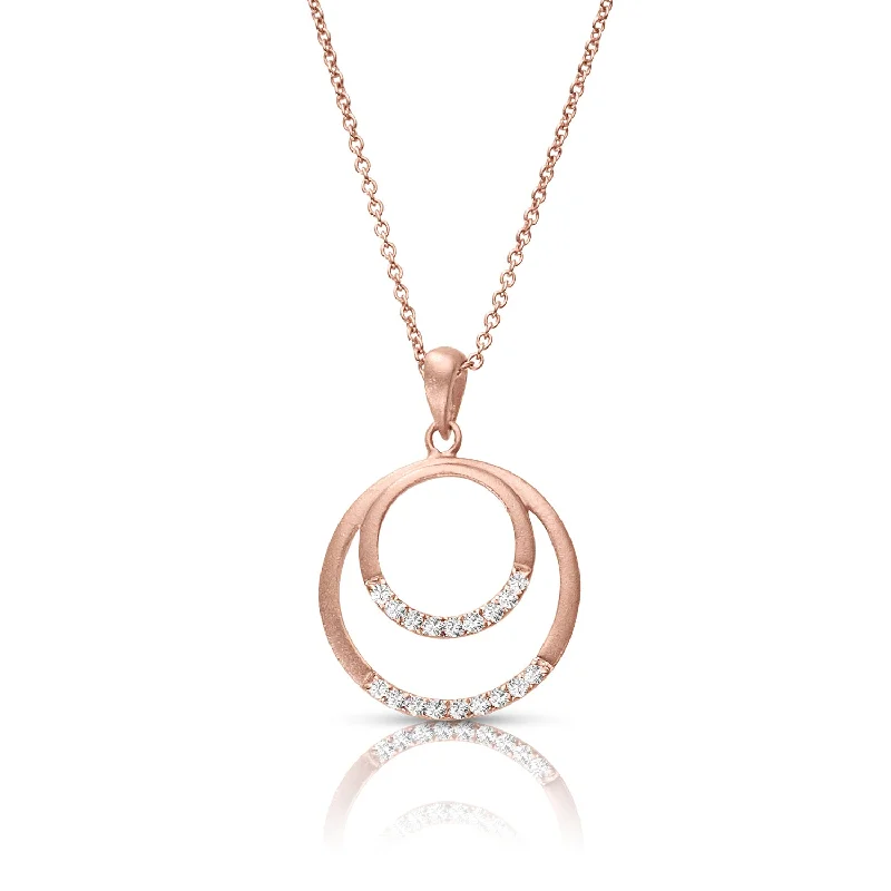 Orbit star necklaces-Double Circle 0.10 ctw Diamond Necklace Pendant