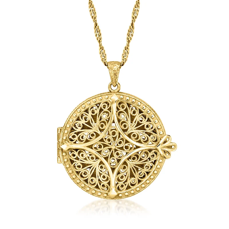 Multi-layer necklaces-Ross-Simons 18kt Gold Over Sterling Filigree Locket Necklace