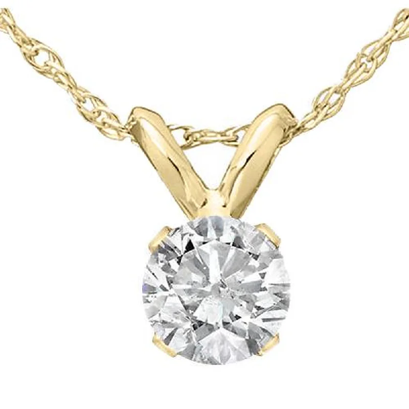 Timeless locket necklaces-7/8 Ct Round Diamond Solitaire Pendant in White or Yellow Gold 18" Necklace