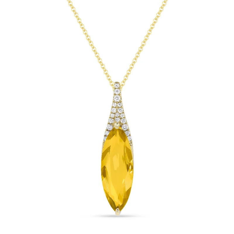 Swirl shape necklaces-Ct Citrine 16"pendant Necklace In 14K Yellow Gold