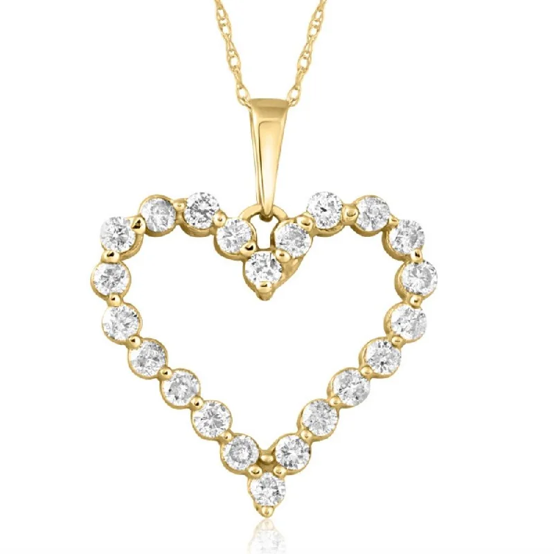 Jade stone necklaces-3/4Ct Diamond Heart Pendant in White or Yellow Gold