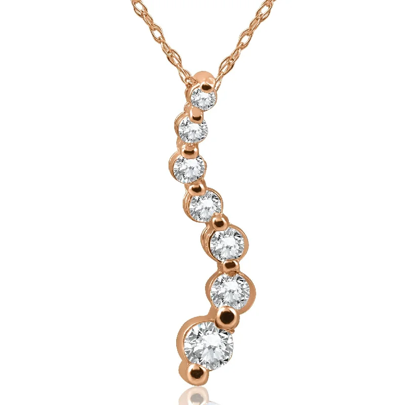 Lanka style necklaces-1/2ct Diamond Journey Pendant 14K Rose Gold Womens Jewelry Necklace