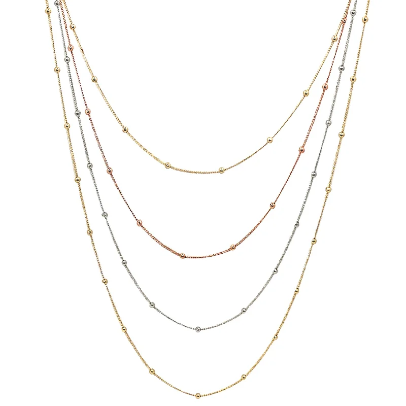 Topaz necklaces-TRI COLOR MULTI 4 LAYER NECKLACE