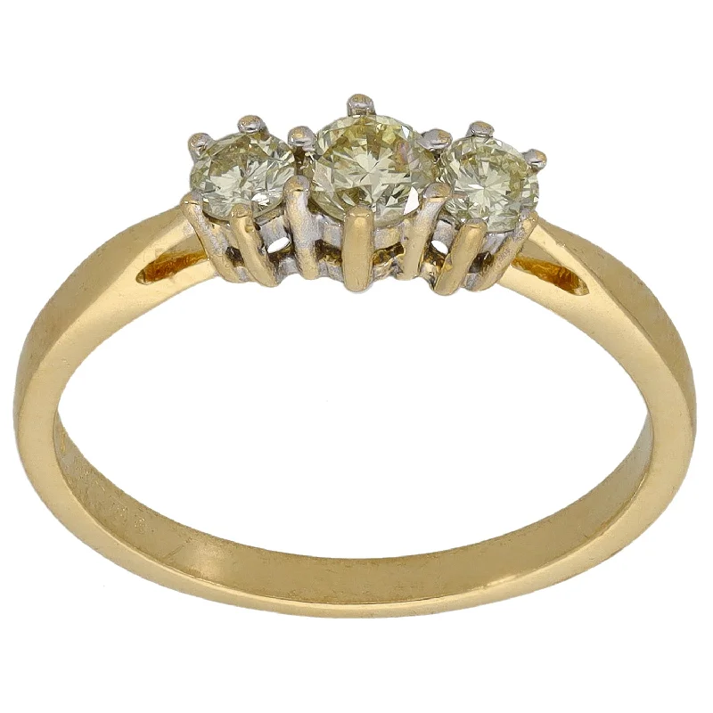 Flat design rings-18ct Gold 0.50ct Diamond Trilogy Ring Size N