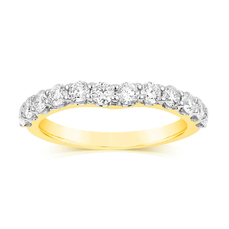 Clear quartz rings-Luminesce Lab Grown 1.5 Carat Diamond Eternity Curve Ring in 18ct Yellow Gold