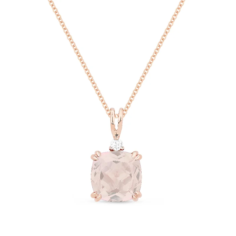 Strong clasp necklaces-2.35Ct Morganite 16"pendant Necklace In 14K Rose Gold