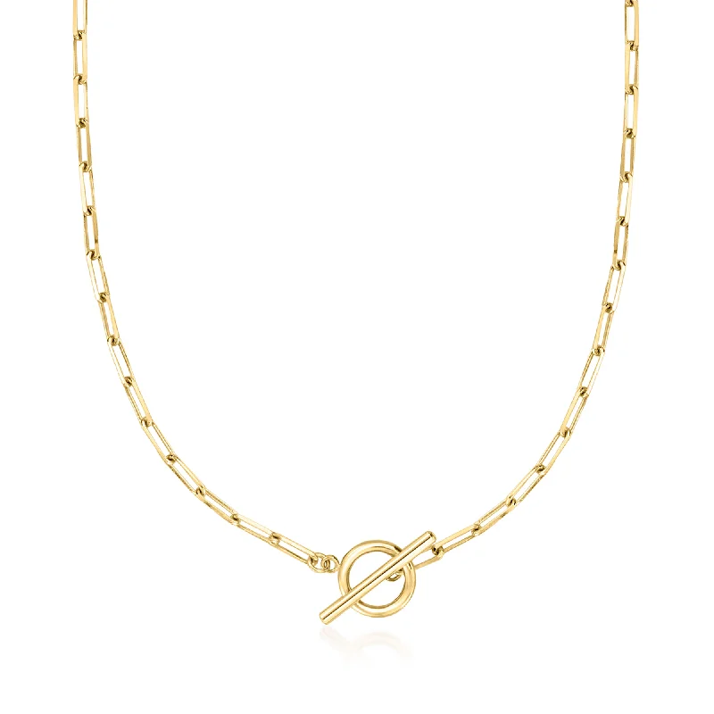 High bar necklaces-Ross-Simons 2.5mm 18kt Gold Over Sterling Paper Clip Link Necklace