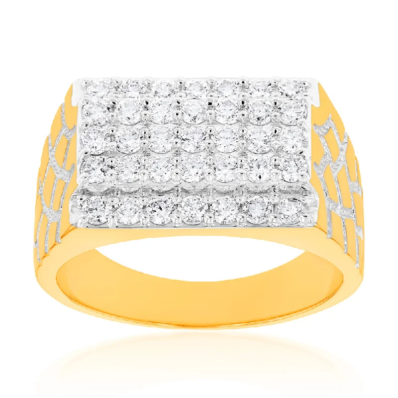 Smooth letter rings-Luminesce Lab Grown 1.50 Carat Diamond Gents Ring in 9ct Yellow Gold