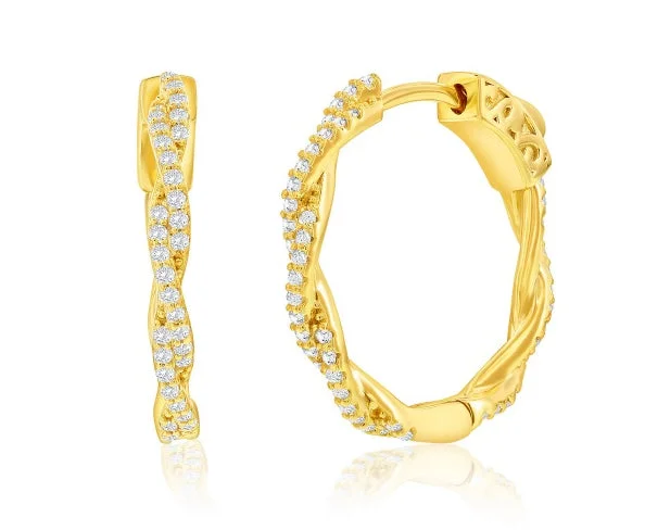 Slim hoop earrings-Ali Twisted CZ Hoop Earrings