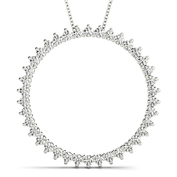 Gatsby necklaces-0.75 ctw Diamond Three Prong Circle Necklace Pendant