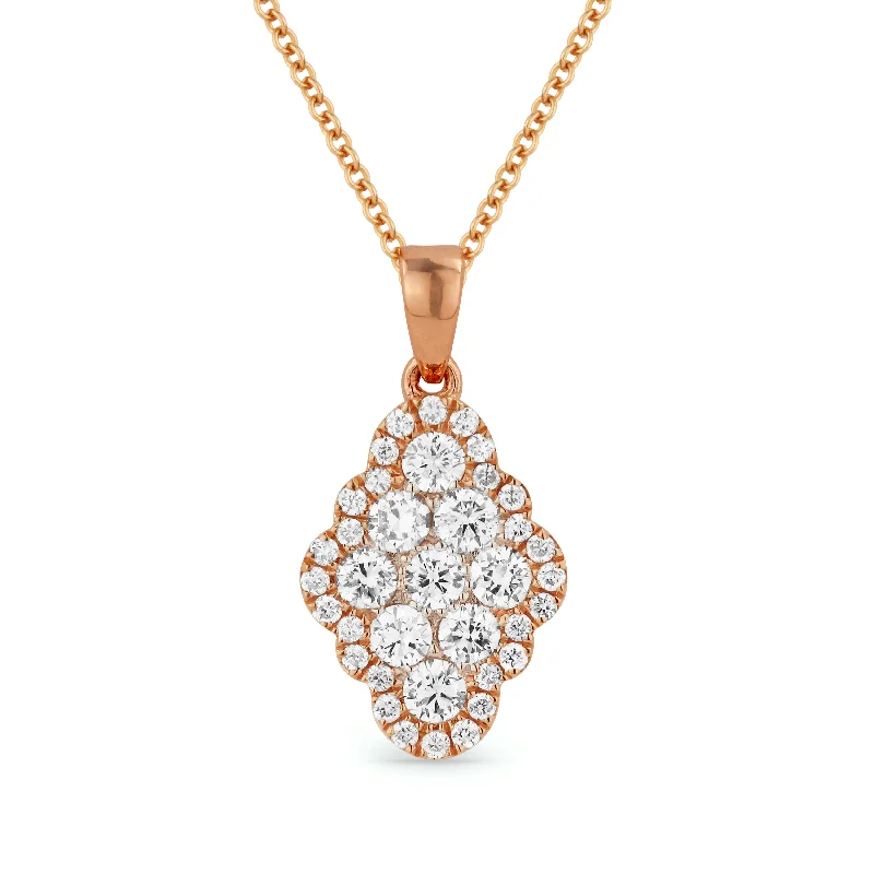 Fold knot necklaces-0.49Ct Diamond 16"pendant Necklace In 14K Rose Gold