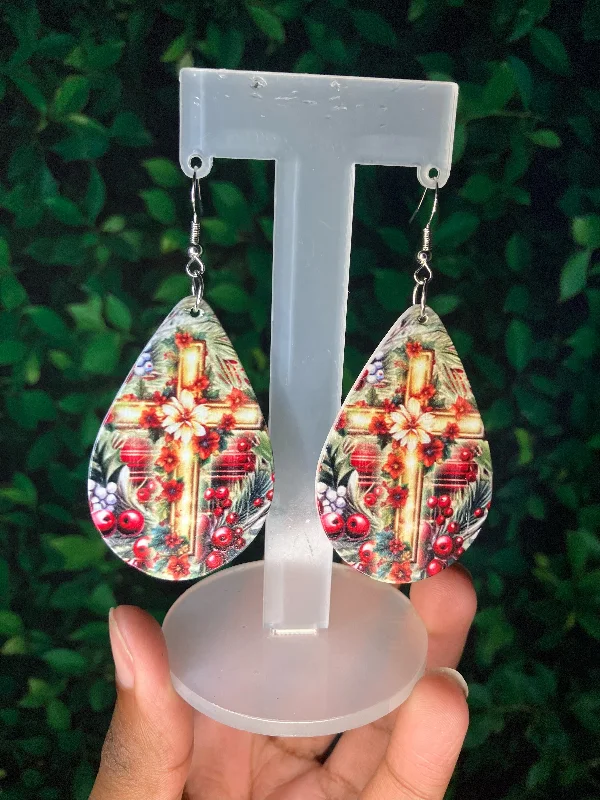 Jade stone earrings-Jesus save earring