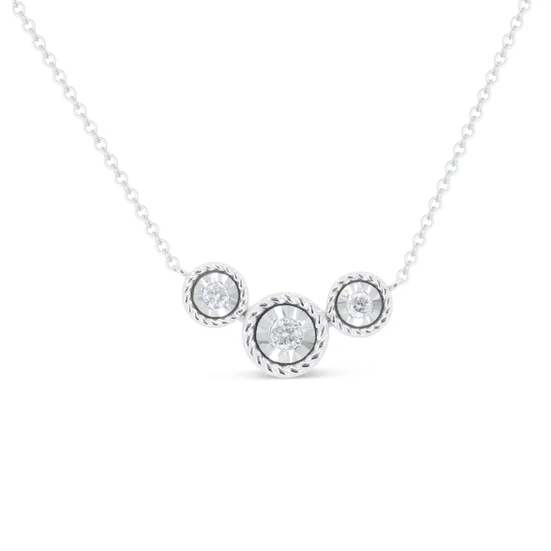 Thin beaded necklaces-0.09Ct Diamond Necklace In 14K White Gold