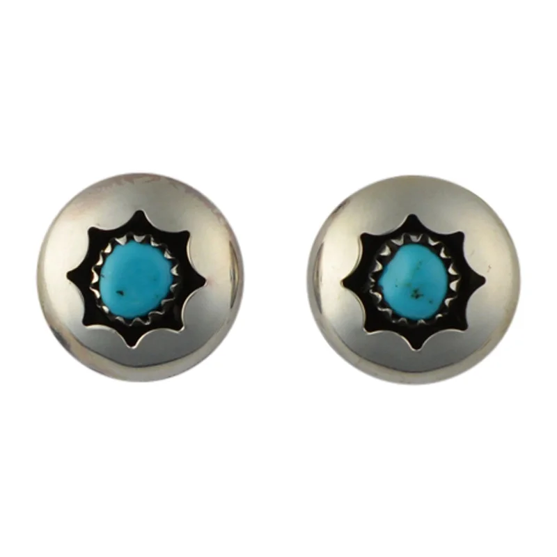 Cool wood earrings-Esther White Turquoise Shadow Box Post Earrings Navajo Sterling Silver